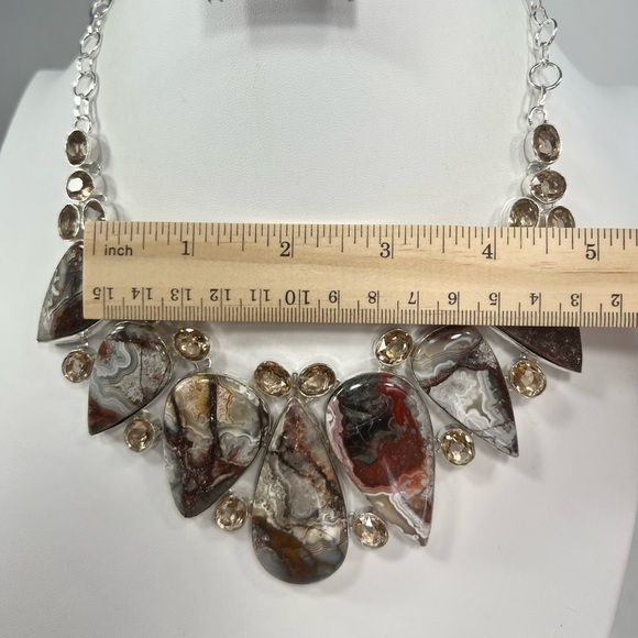 Crazy Lace Agate 925 Large Gemstone Necklace - Picture 3 of 6